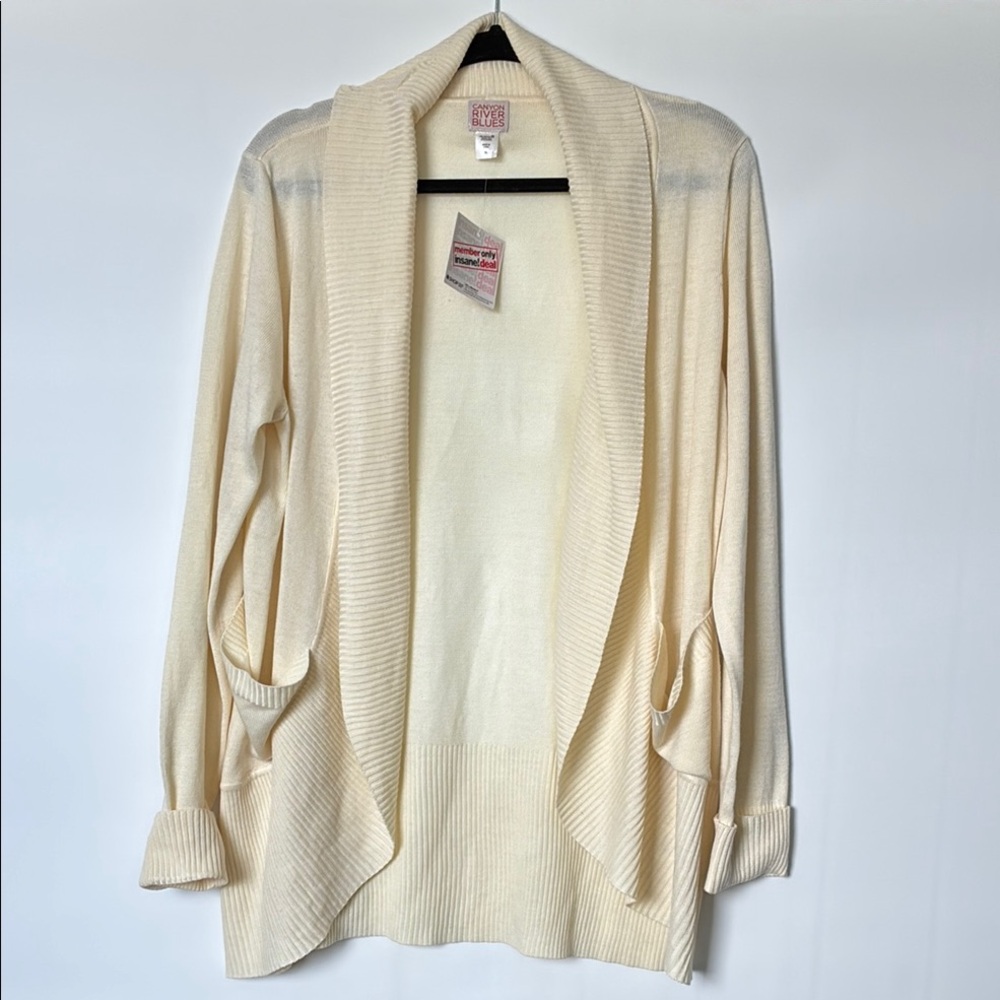 Cream Open Front Cardigan with Pockets by Canyon River Blues